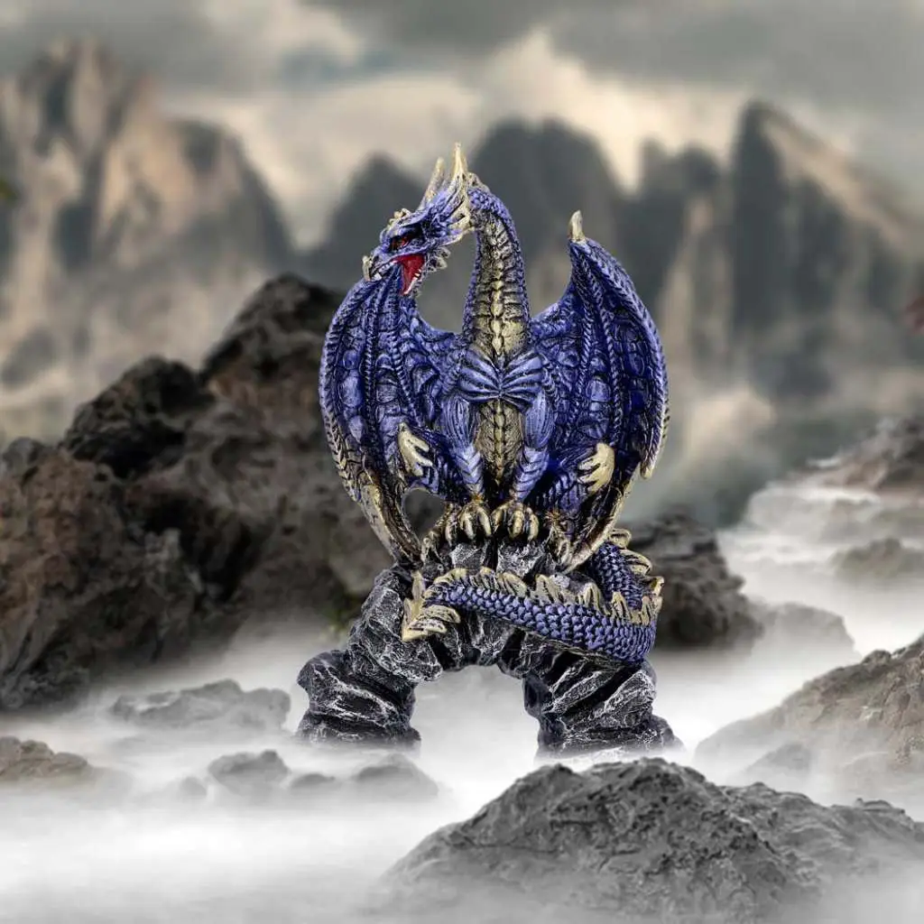 Figurine dragon metallic blue acko